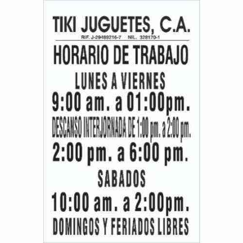 Impresión De Carteles Horario Laboral / Horario De Trabajo 